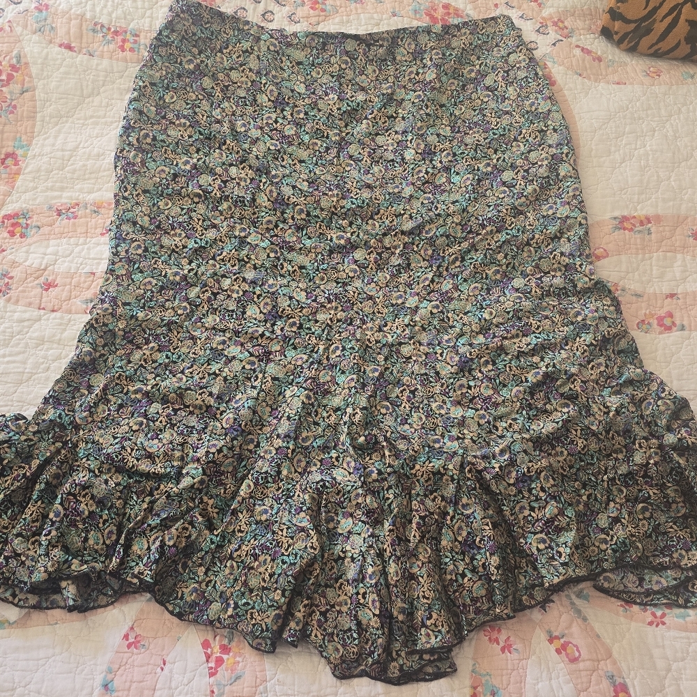 Dana Buchman Silk Skirt 1990s Size 16